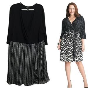 Lane Bryant Size 28 Midi Dress Polka Dot Wrap Ruffle